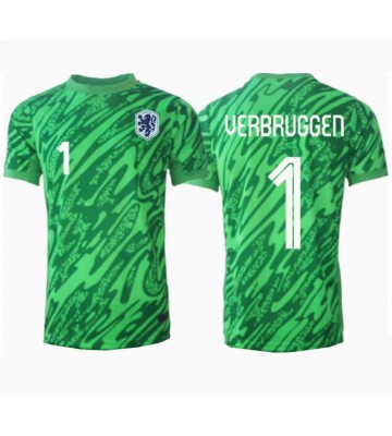 Netherlands Bart Verbruggen #1 Goalkeeper Replica Home Stadium Shirt Euro 2024 Short Sleeve